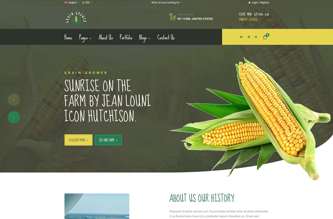Grain Grower - Agriculture Farm & Farmers Elementor Template Kit