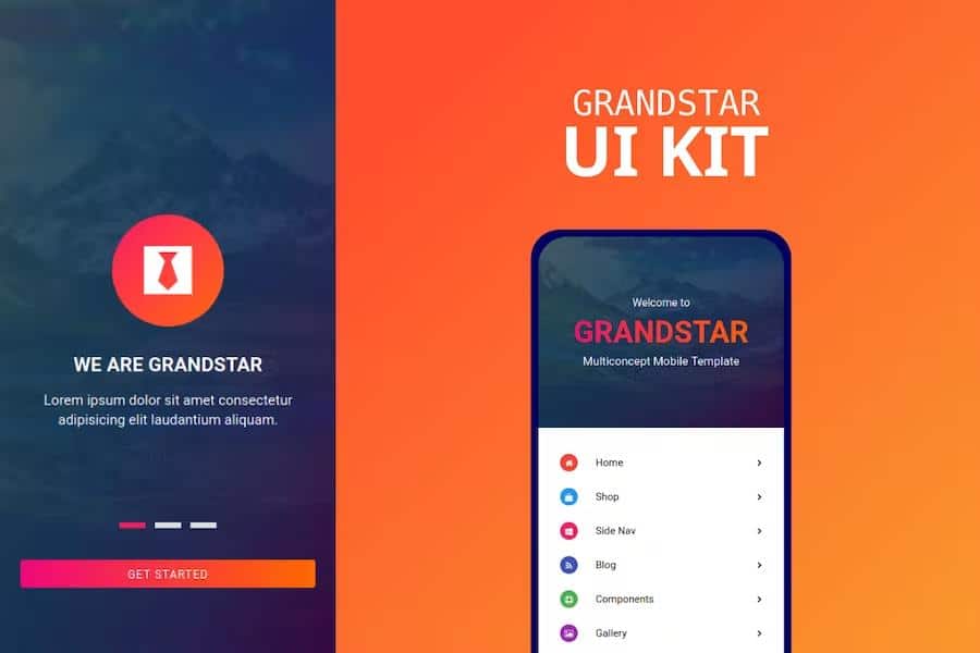Grandstar - Multiconcept Web App UI Kit Mobile Template
