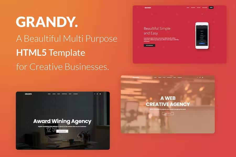Grandy - Creative Multi Purpose Big HTML5 Template product preview