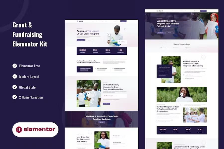 Preview image for Grant & Fundraising - Elementor Template Kit