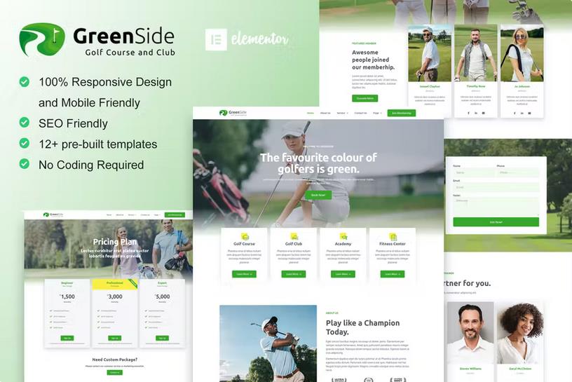 Greenside - Golf Club & Academy Elementor Template Kit listing image