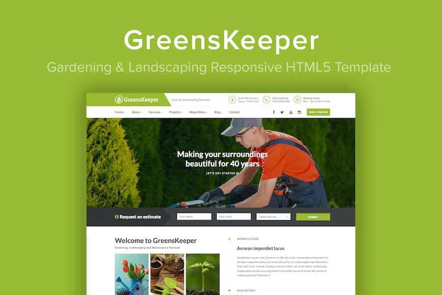 GreensKeeper - Gardening & Landscaping Responsive HTML5 Template