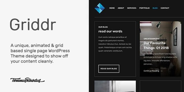 Griddr - Animated Grid Creative WordPress Theme