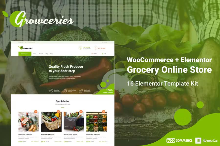 Product preview supplied for Growceries - Food & Grocery Store Elementor Template Kit