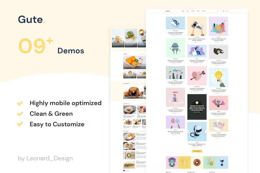 Gute - Minimalist Blog PSD Template