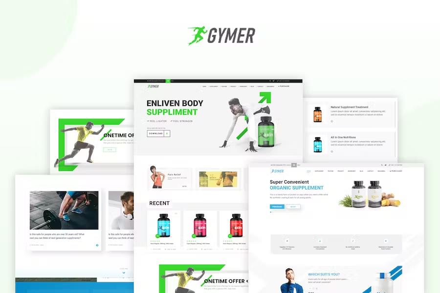 Product preview supplied for Gymer - Health & Fitness Medicine HTML Template