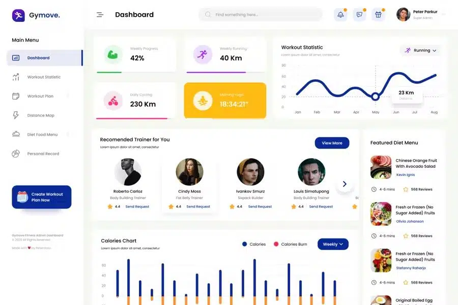 Gymove - Fitness Admin Dashboard React Redux Template