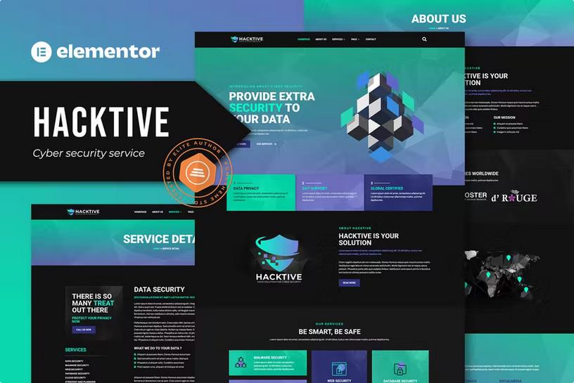 Preview image for Hacktive - Cyber Security Service Elementor Template Kit