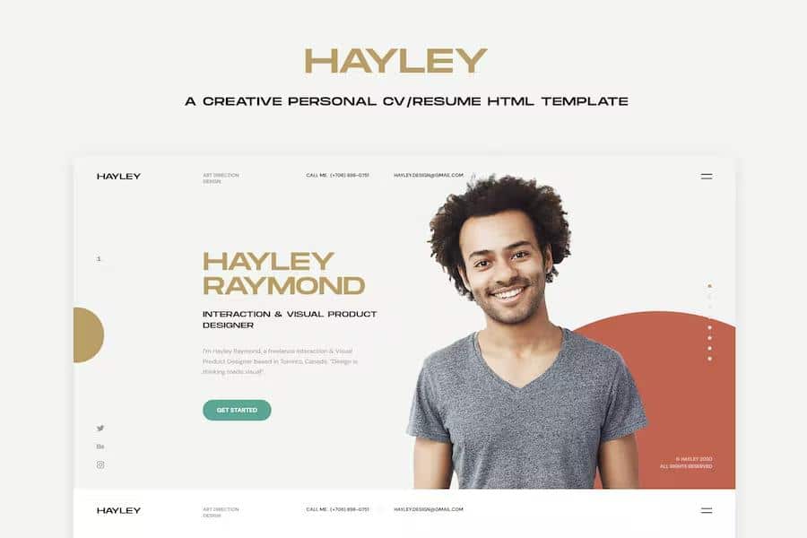 HAYLEY - Creative Personal CV Resume HTML Template