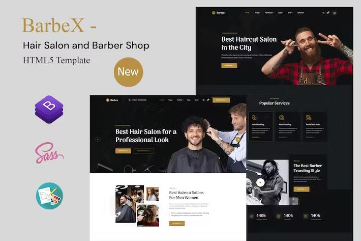 Product preview supplied for Hair Salon and Barber Shop HTML Template