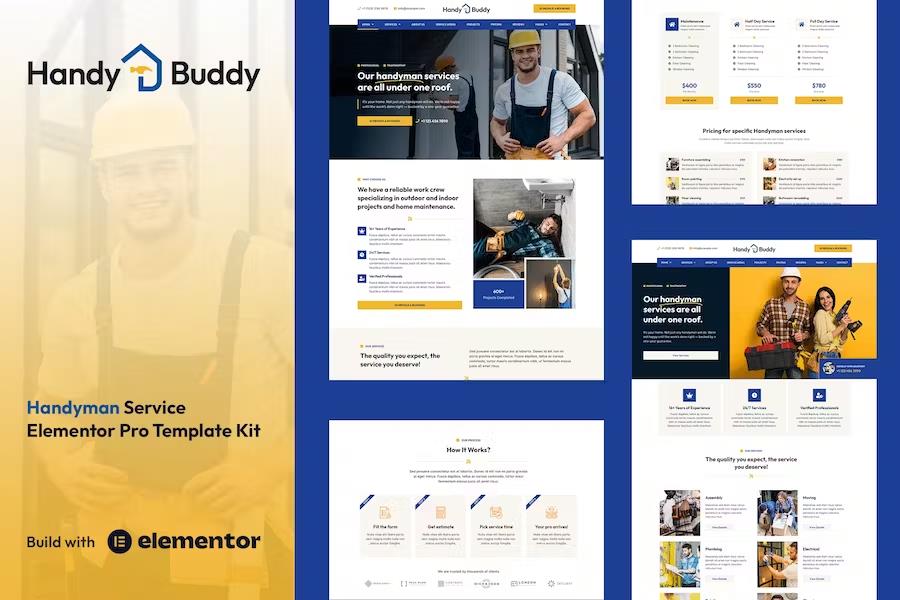 Handy Buddy - Handyman Services Elementor Pro Template Kit listing image