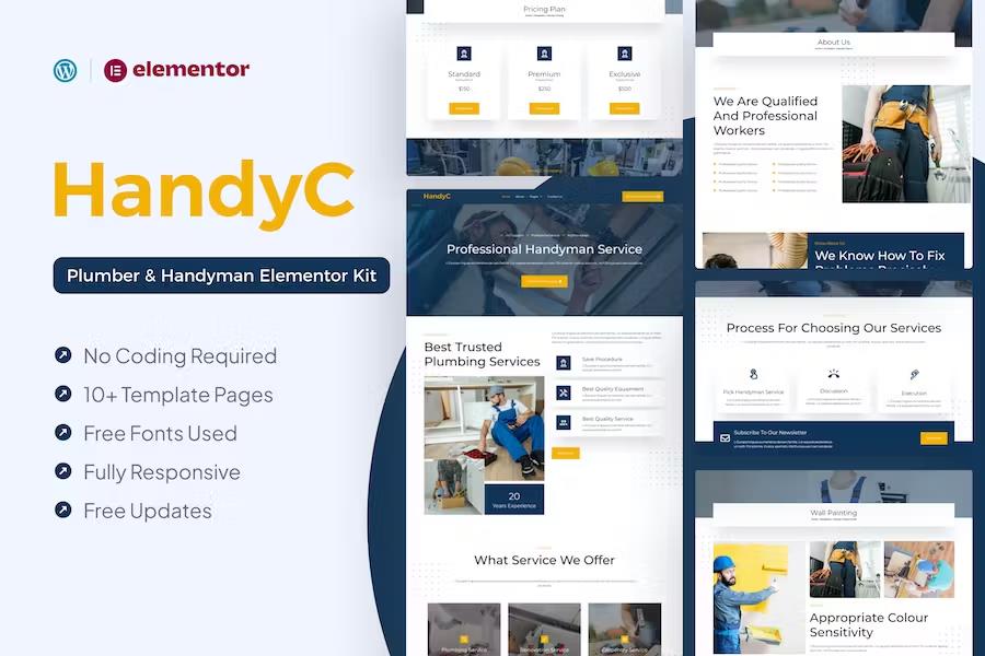 Product preview supplied for HandyC - Plumber & Handyman Elementor Pro Template Kit