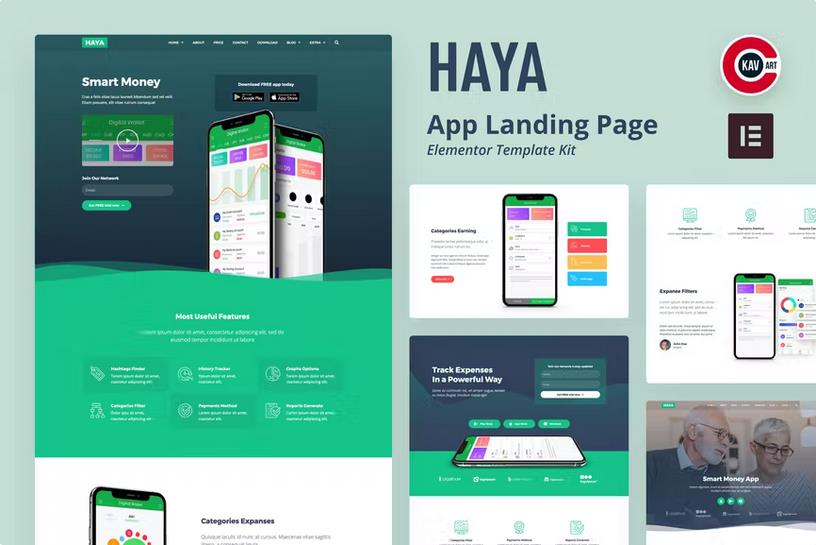 Preview image for Haya - App Startup Elementor Template Kit