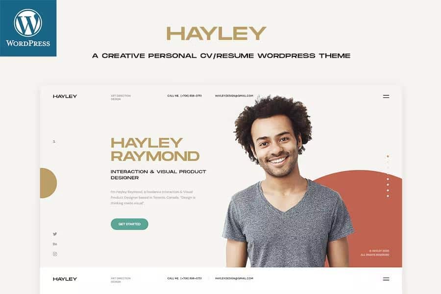 Hayley - Personal CV Resume WordPress Theme