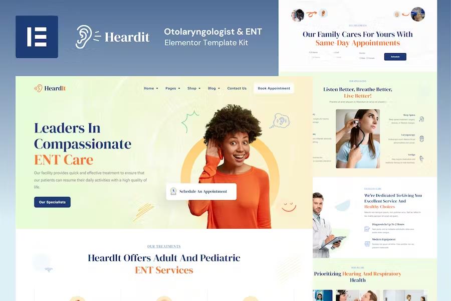 Product preview supplied for HeardIt - Otolaryngologist & ENT Elementor Template Kit