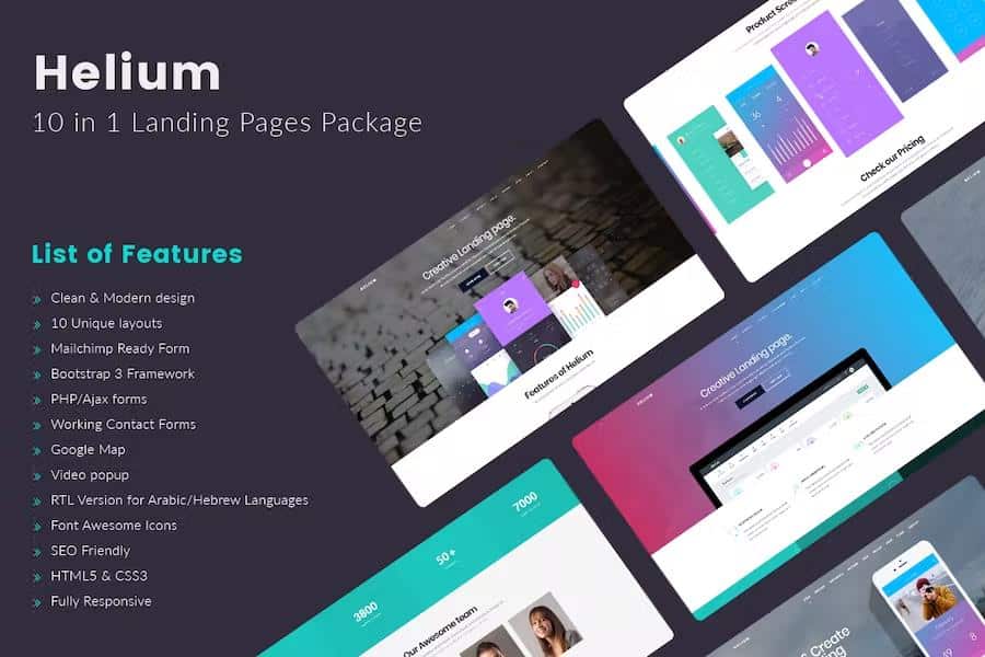 Helium -  10 in 1 Landing Pages Package