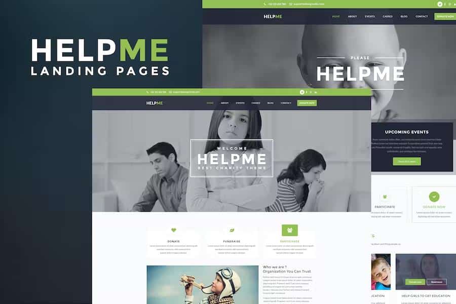 HelpMe - Nonprofit Landing Page Template With Page Builder