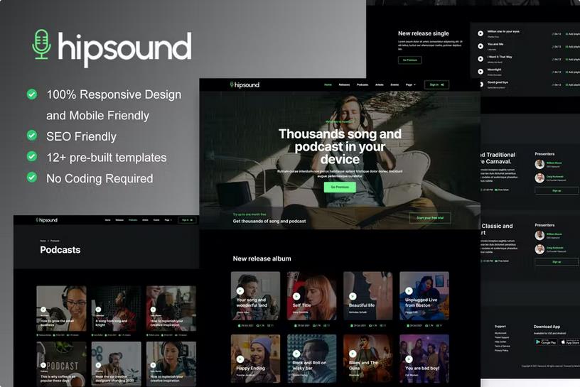 Preview image for Hipsound - Music Streaming & Podcast Elementor Template Kit