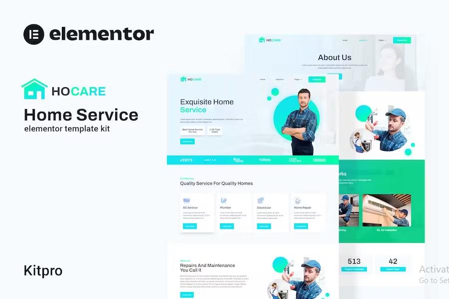 Hocare - Home Service Elementor Template Kit product preview