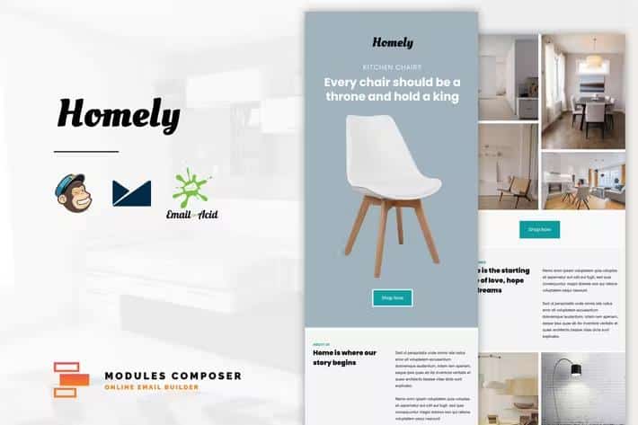 Homely - E-Commerce Responsive Furniture and Interior design Email with Online Builder