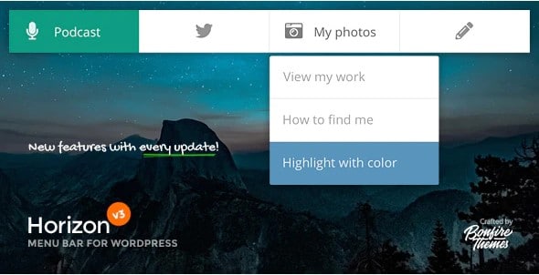 Horizon - Menu Bar Plugin for WordPress