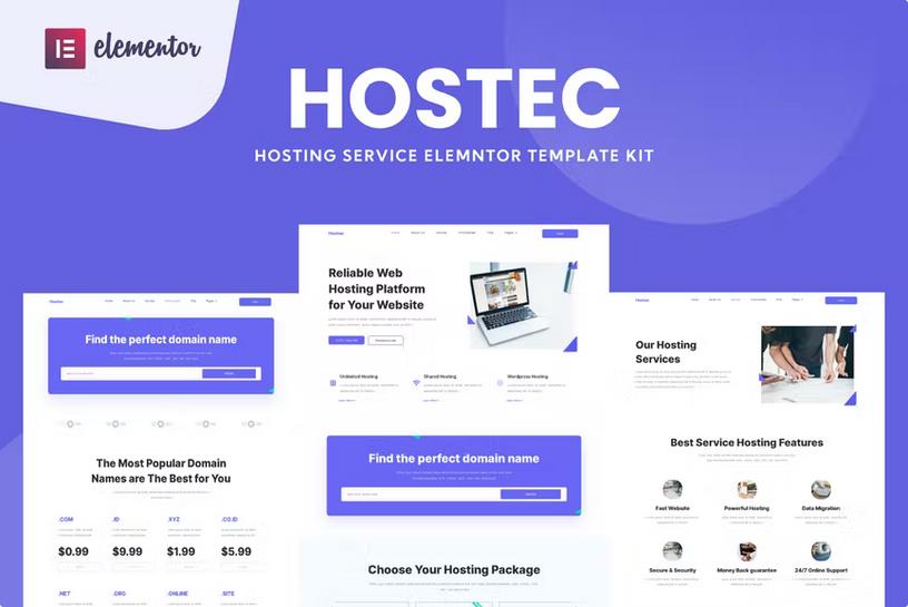 Preview image for Hostec - Hosting Service Elementor Template Kit