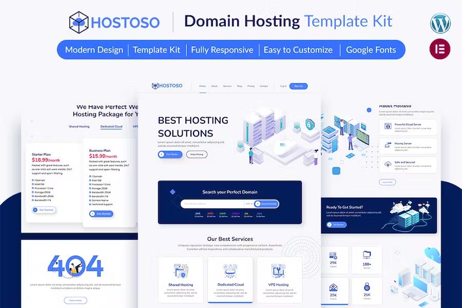 HOSTOSO - Hosting & Webhosting Service Template Kit product preview