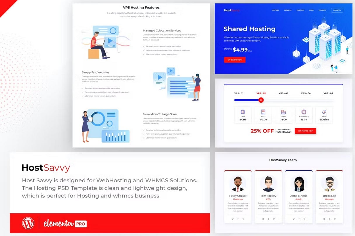 HostSavvy - Web Hosting Elementor Template Kit product preview