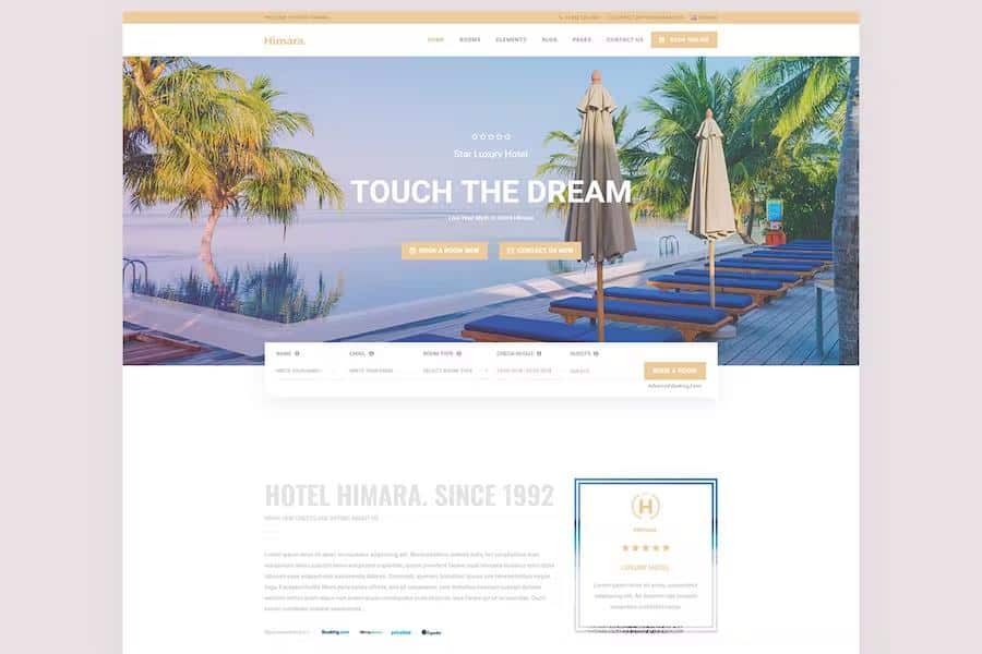 Himara Hotel Booking Template product preview