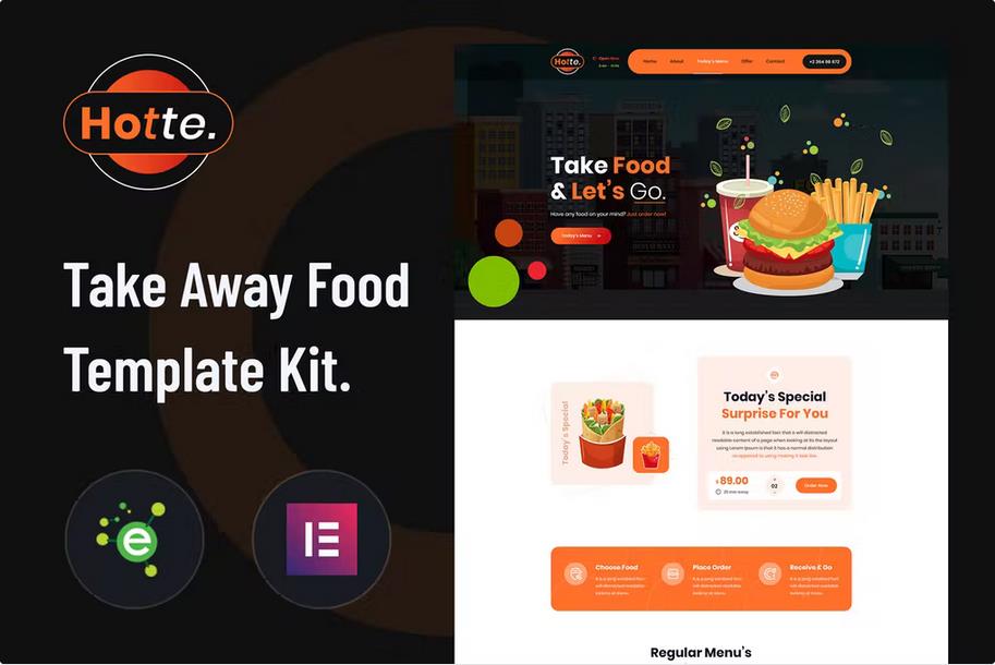 Product preview supplied for Hotte - Take Away Food Elementor Template Kit
