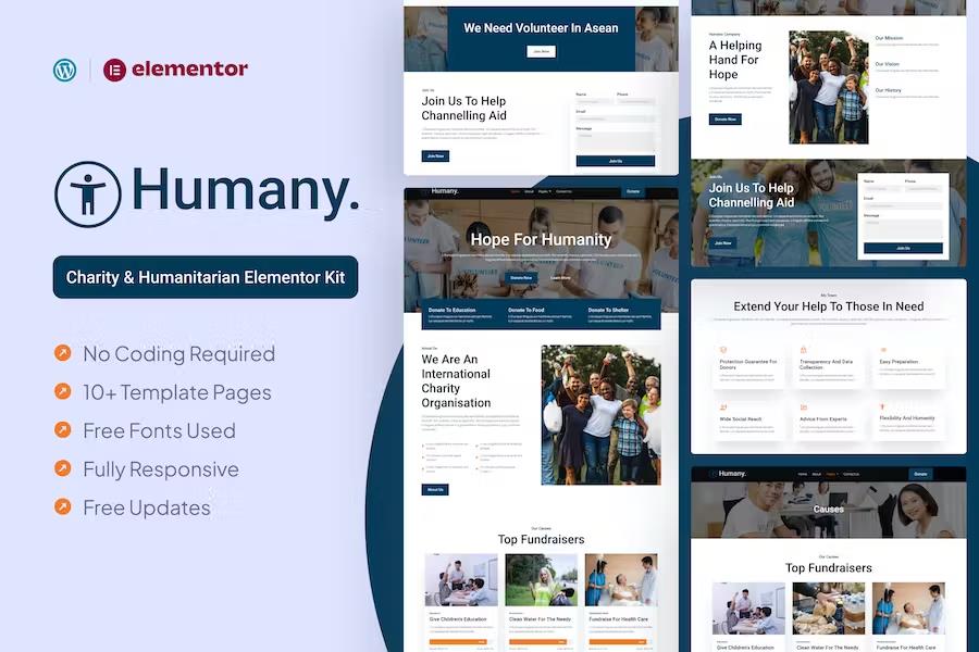 Humany - Charity Elementor Pro Template Kit