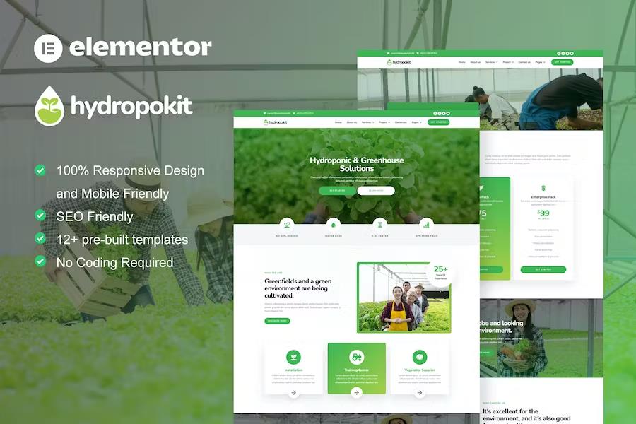Product preview supplied for Hydropokit - Hydroponic & Agriculture Elementor Template Kit