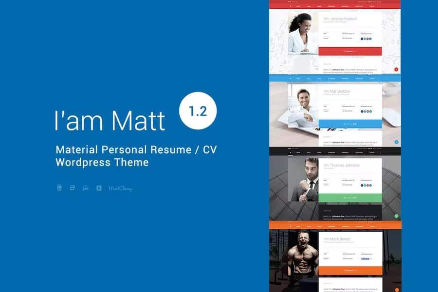 I am Mat - Material Personal Resume CV vCard WordPress Theme