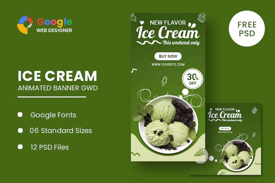 Ice Cream Animated Banner Google Web Designer product preview