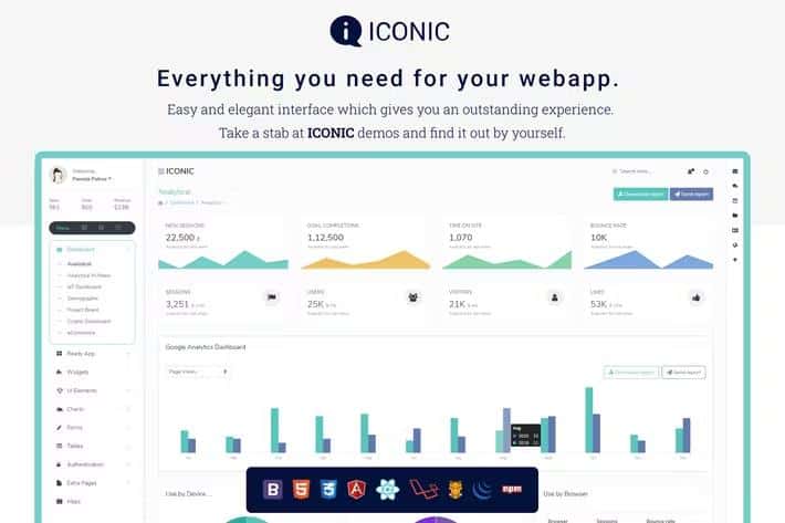 Iconic - HTML, ReactJS, Angular, Laravel Boiler Plate Bootstrap Admin Dashboard Template