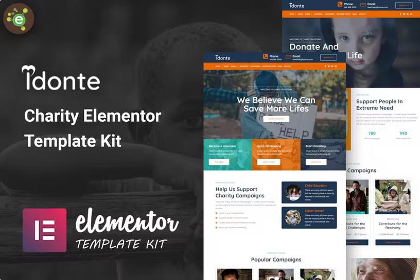 iDonte - Charity Non-Profit Elementor Template Kit