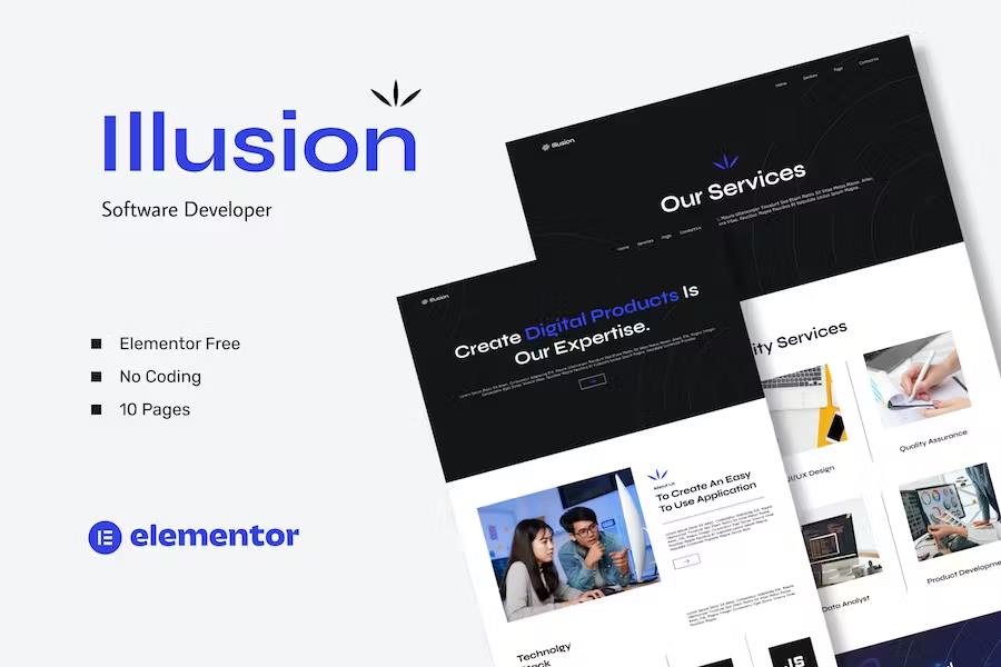 Illusion - Software Developer Elementor Template Kits listing image