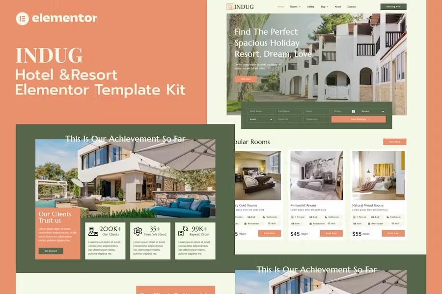 Product preview supplied for Indug - Hotel & Resort Elementor Pro Template Kit