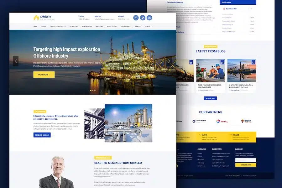 Industrial Website Template Responsive HTML5 - Offshore product preview