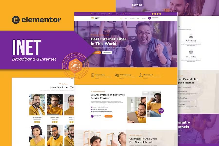 Inet - Broadband & Internet Service Provider Elementor Pro Template Kit listing image