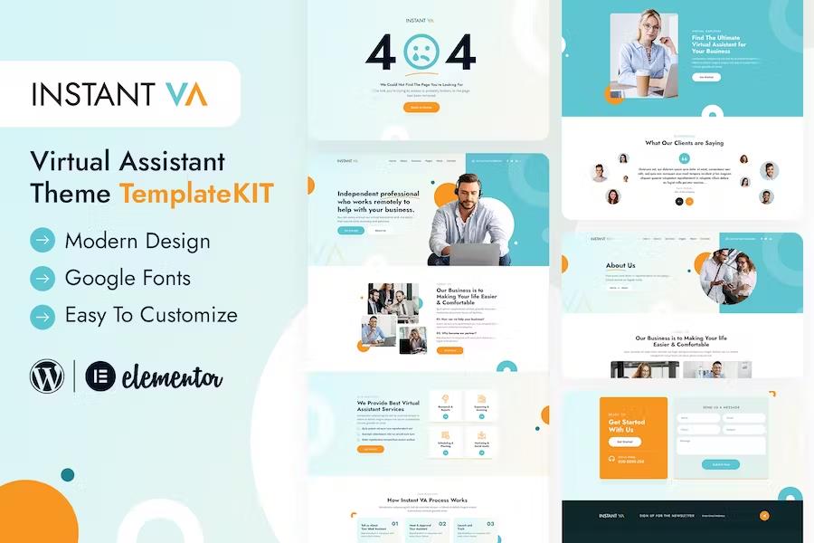 Instant VA - Virtual Assistant Elementor Template Kit listing image