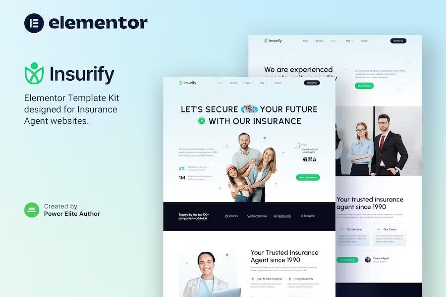 Preview image for Insurify – Insurance Agent & Consulting Elementor Template Kit