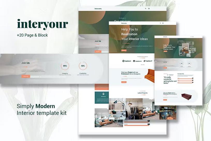 Product preview supplied for Interyours - Home Interior Design Elementor Template Kit
