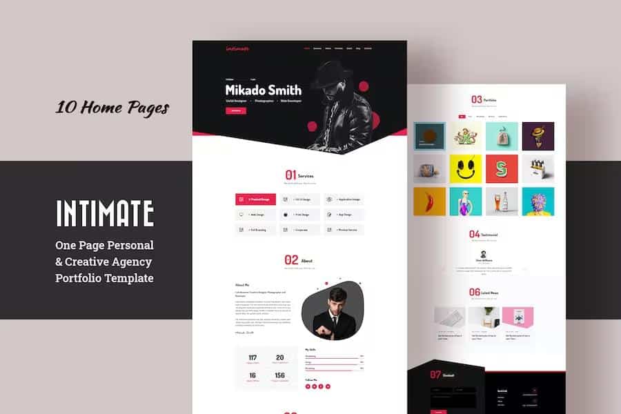 Intimate - One Page Personal & Agency Portfolio HTML-5 Template