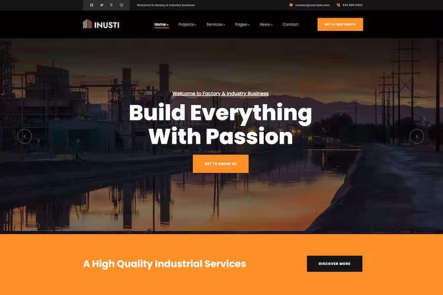Inusti - Factory & Industrial WordPress Theme