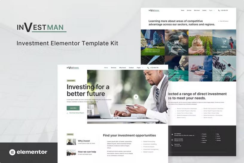 Investman - Invesment Consultant Elementor Template Kit product preview