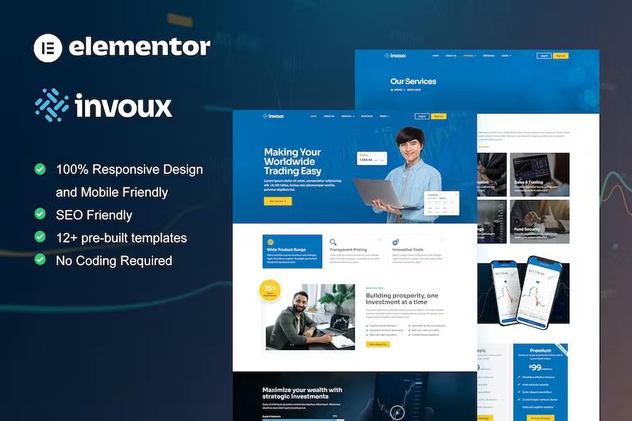 Invoux - Trading & Investment Elementor Pro Template Kit listing image