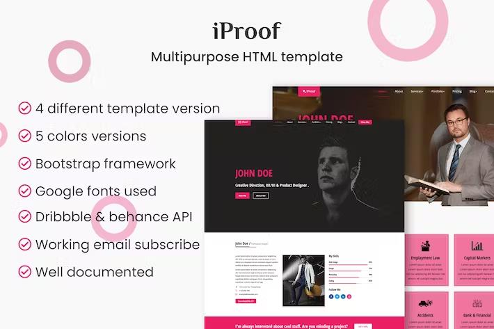 iProof - Multipurpose HTML Template product preview