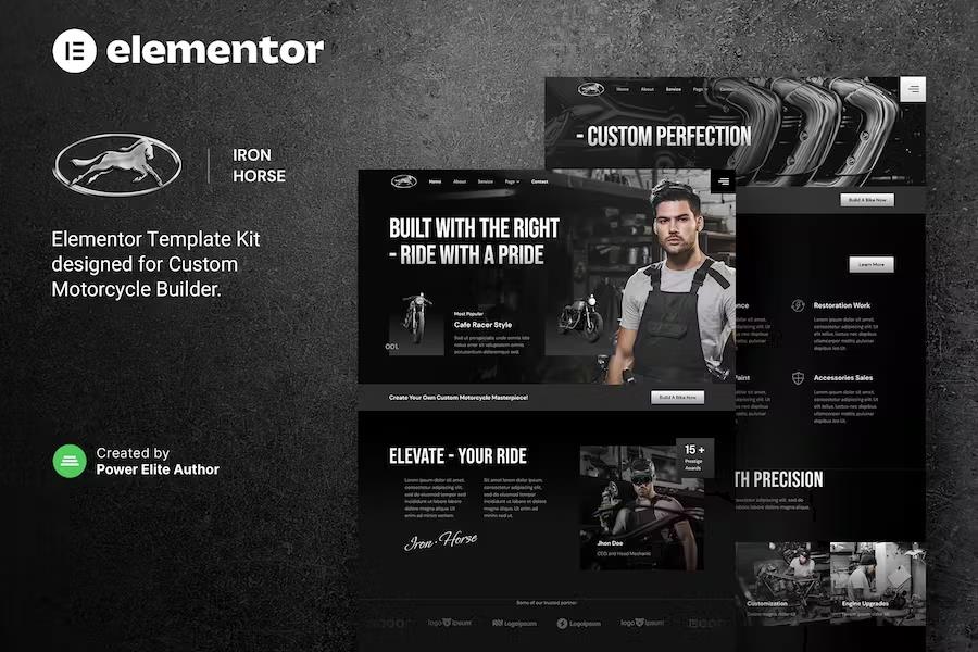 Product preview supplied for Iron Horse – Custom Motorcycle Builder Elementor Template Kit