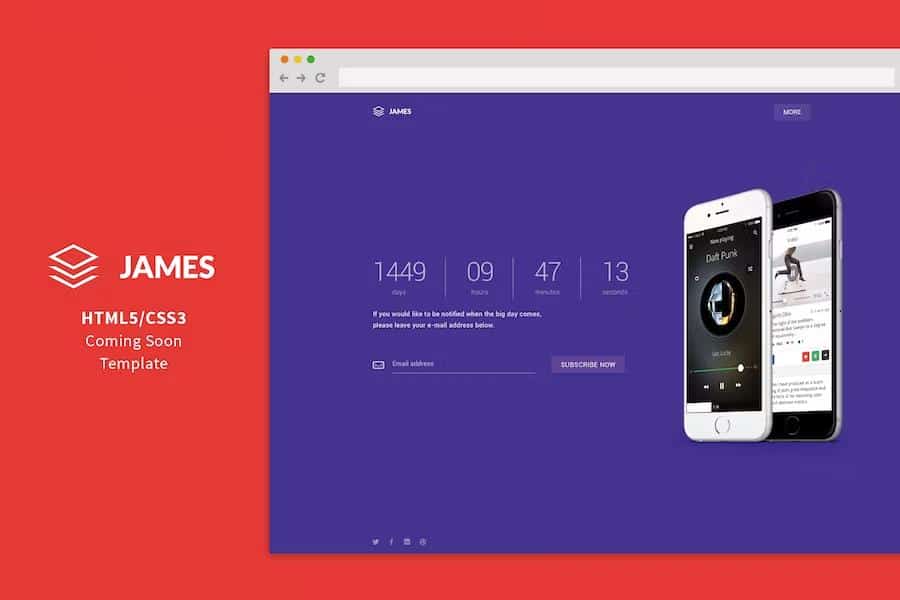 James - Material Design Coming Soon Template